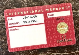 Tarjeta de certificado internacional OMEGA SEAMASTER Diver Professional 300m 25418000/ - Imagen 1 de 2