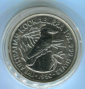 Australien 1990 Kookaburra 5 Dollars 1 Unze Silber  (M2222)