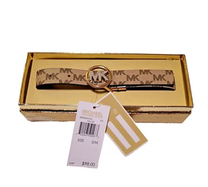 MICHAEL KORS Women's Belt Gift Box New Size S/M Brown/Gold MSRP $98. NEW - Picture 1 of 5