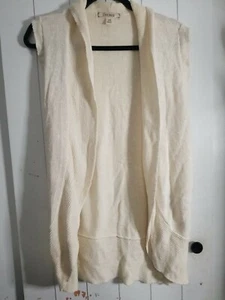 Decree Women Ivory Cardigan Vest Large L Open Front Knit - Picture 1 of 7