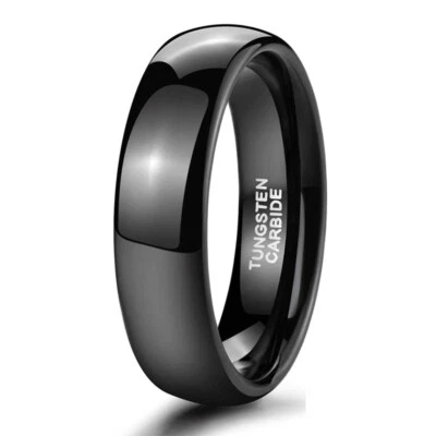 Men's 8MM Black Tungsten Ring Polished Promise Wedding Engagement Jewelry Gift - Image 1 of 4