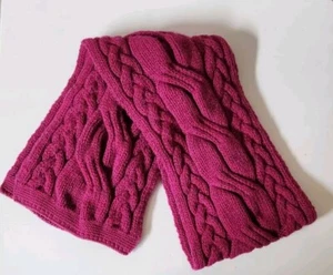Sciarpa Aran Crafts Ireland 100% lana merino rosa maglia cavo - Foto 1 di 4
