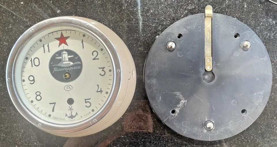 Reloj de pared vintage ruso soviético mecánico cuerda submarino náutico ojo de buey Foto 1 de 4