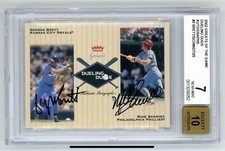 GEORGE BRETT/MIKE SCHMIDT 2002 Fleer Greats of the Game Dual Auto SP /25 BGS 7
