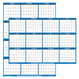 Calendario da parete 24" x 36" SwiftGlimpse 2026 cancellabile annuale wall planner - NAVY - Foto 1 di 9
