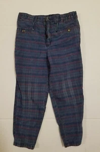 VTG RARE 012 Benetton Boys Sz 6 Blue & Red  Plaid Snap Button Pants - Picture 1 of 3