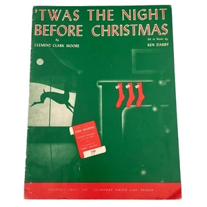 Vintage 1942 'TWAS THE NIGHT BEFORE CHRISTMAS Sheet Music Ken Darby Fred Waring - Picture 1 of 9