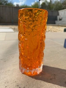 WHITEFRIARS TANGERINE bark vase by Geoffrey Baxter, 19cm, MEDIUM size. 1960s. - Picture 1 of 4