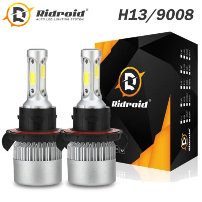 2x H13 9008 2000W 300000LM COB LED Headlight Bulb Kit High Low Beam 6000K White - Image 1 of 4