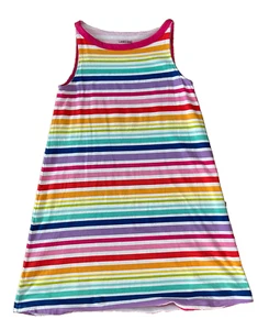 LANDS' END GIRLS RAINBOW COLORED STRIPED DRESS SIZE M 10/12 - Picture 1 of 13