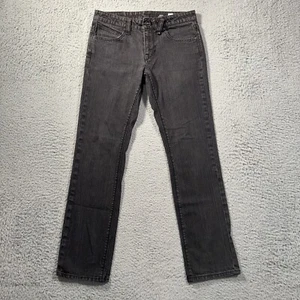 Volcom Jeans Mens 30x29 Black Denim Vorta Slim Fit Straight Skater Grunge - Picture 1 of 13