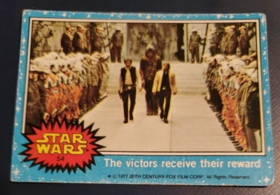 1977 Topps STAR WARS Blue Series 1 card #54 The victors receive their reward - Image 1 of 2