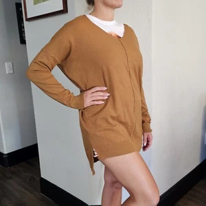 Women's Cute And Comfy Reamers Brown Vneck Longsleeve Tunic M/L Lightweight Soft - Picture 1 of 7