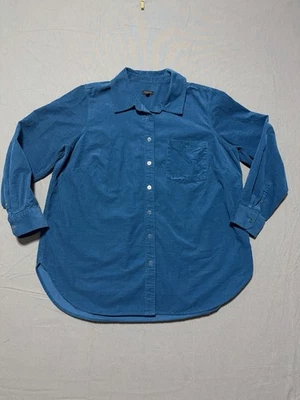 Talbots Button Up Shirt Women 1X Plus Teal Green Blue Long Sleeve Corduroy - Image 1 of 4
