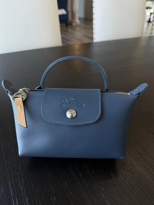 Longchamp Le Pliage City Mini Top Handle Cosmetic Pouch Case ~NIP~ Slate - Image 1 of 4