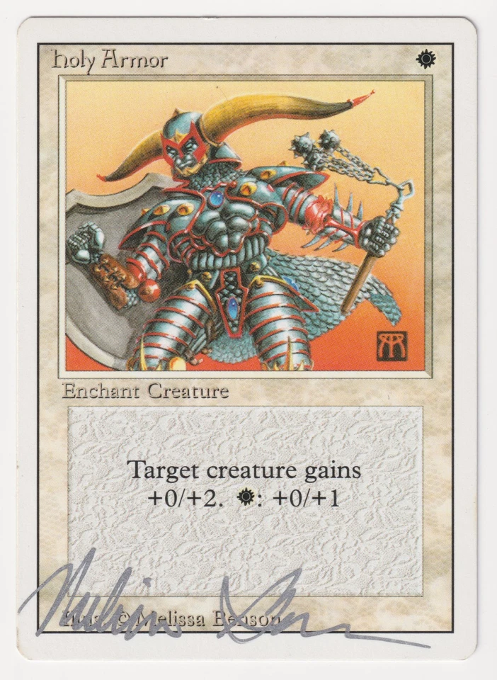 Silver Signed Holy Armor LP Revised Edition Artist Melissa A. Benson 1994 MTG! - Image 1 of 2