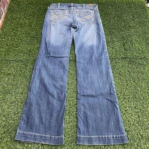 Ariat Pantalone Denim Gamba Larga Jeans Donna 31L Blu Vita Media Elasticizzato Ricamato - Foto 1 di 22