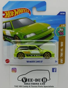Hotwheels '90 Honda Civic EF Green Hot Wheels 2025 HYX90 NEW Short Card JDM - Picture 1 of 1