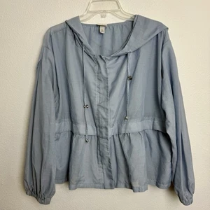 Chaqueta cortavientos A New Day talla XXL azul claro capucha semi transparente bolsillos con cremallera - Imagen 1 de 10