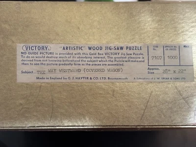 Vtg. RARE Victory Gold Box Wood Jigsaw Puzzle LENZERHEIDE (LAKE AND FOREST) 7106 - Image 1 of 4