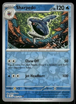 Sharpedo 043/162 Uncommon Reverse Holo NM Pokemon SV05: Temporal Forces - Image 1 of 2