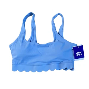 JoyLab L Large Scallop Detail Sports Athletic Bra Pads Light Blue Women Joy Lab - Picture 1 of 14