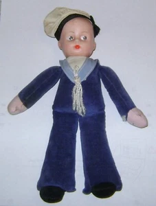 Vintage CLOTH SAILOR DOLL "FRANCONIA" 9 Inches Tall, Cute! FREE Shipping! - Picture 1 of 4