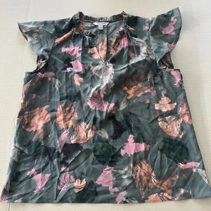 Nine West Blue Floral Blouse Women’s Sz L A3742 - Picture 1 of 5