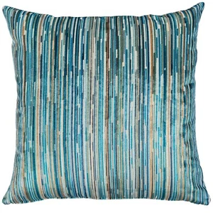 Luxus Velours Abstrakte Streifen Extra Großes Samt Kissen in Türkis Blau. 23x23" - Bild 1 von 3