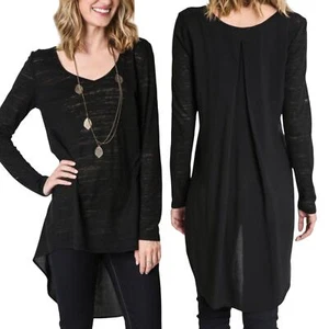 Umgee Top Size S Solid Black Long Sleeve Whimsigoth Tunic Women Shirt New - Picture 1 of 5