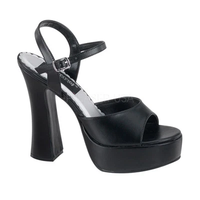 DEMONIA DOL09/B/PU Mujer Sexy Negro 5" Tacón Grueso Plataforma Sandalias Tacones Zapatos Foto 1 de 4
