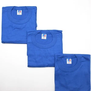 VINTAGE 80's Russell Athletic Lot of 3 Youth L Royal Blue Short Sleeve T-Shirts - Picture 1 of 7