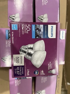 7X 2 PK Boxes Philip Dimmable LED 50W Indoor PAR20 Flood Bulb Daylight 5000K - Image 1 of 4