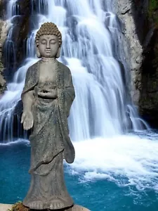 Large Blue Stone Effect Standing Buddha Garden Decoration - Picture 1 of 9