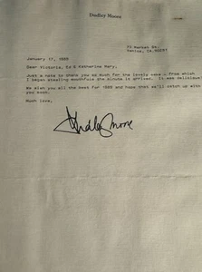 DUDLEY MOORE Signed  Autograph On Letterhead To Ed McMahon - Picture 1 of 2