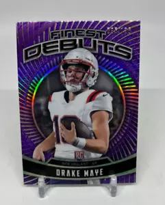 2024 Topps Finest Drake Maye Debuts #D-3 Purple /125 - Picture 1 of 2