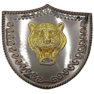 Oversisized Golden Tiger Head Silver Metal Belt Buckle - Picture 1 of 2