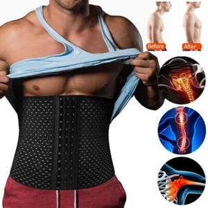 MEN WAIST TRAINER BODY SHAPER TUMMY CONTROL BELT BELLY FAT BURNER SLIM CORSETS - Picture 1 of 13