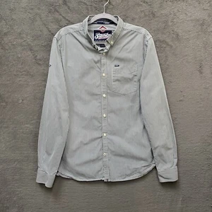 Superdry Long Sleeve Shirt London Button Down Size Large Mens Grey Stipe - Picture 1 of 11