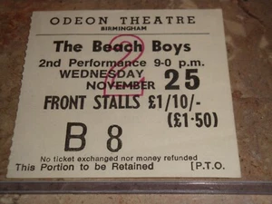 THE BEACH BOYS 1970 KONZERT TICKET STUB BIRMINGHAM ODEON THEATRE BRIAN WILSON UK - Bild 1 von 6