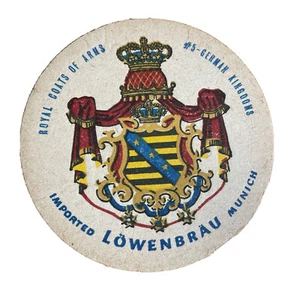 German Thick Paper Coasters Lowenbrau Royal Coat of Arms Double Side Set/12 VTG - Picture 1 of 10