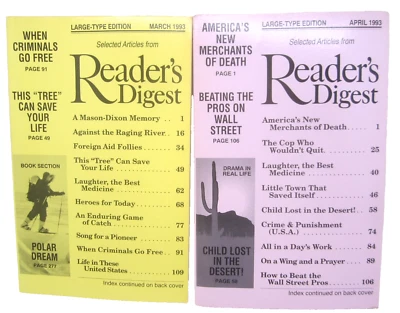 Reader's Digest Magazines March April 1993 Large Print Edition Vintage - Image 1 of 4
