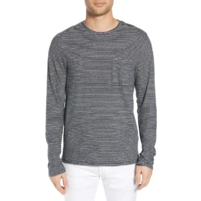 M339 NUEVO CON ETIQUETAS CAMISA VINCE FEEDER RAYAS HOMBRE CUELLO REDONDO MANGA LARGA TALLA M, L, XL $125 Foto 1 de 4