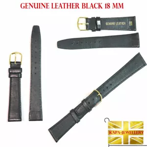 18 mm men's Leather watch strap black - Picture 1 of 3