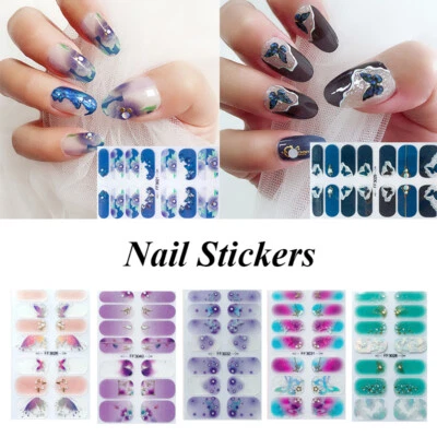 3D Glitter Gradient Color Full Nail Sticker Wraps Waterproof Nail Polish Decal 。 - Image 1 of 4