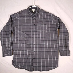 St Johns Bay Button Shirt Mens 3XLT Tall Long Sleeve Gray Plaid Iron Free - Picture 1 of 13