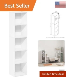 Luder Bookcase - 5-Tier Cube, White, Heavy Duty - Holds 10 lbs/shelf - 1.0 count - Picture 1 of 9