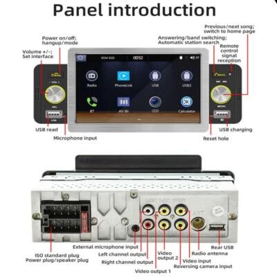 Single 1Din 5" Touch Screen Car Stereo Radio Video CarPlay Android Auto MP5 BT - Изображение 1 из 4