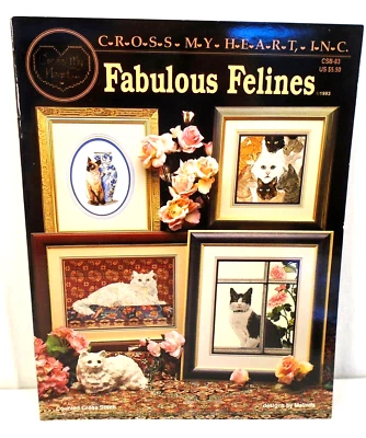 Vintage 1993 Fabulous Felines CSB-83 Cross My Heart Cross Stitch Pattern Booklet - Image 1 of 2