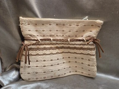 Bolso Cartera De Colección Jo Hagewood Beige Crema Tejido Gatlinburg TN 40s Nylon Telar a Mano Foto 1 de 4